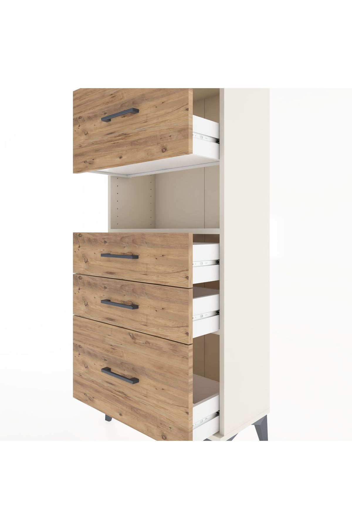 Hyperion Dolap Tek Raflı 4 Çekmeceli 60x44x134 - S50M037V3B