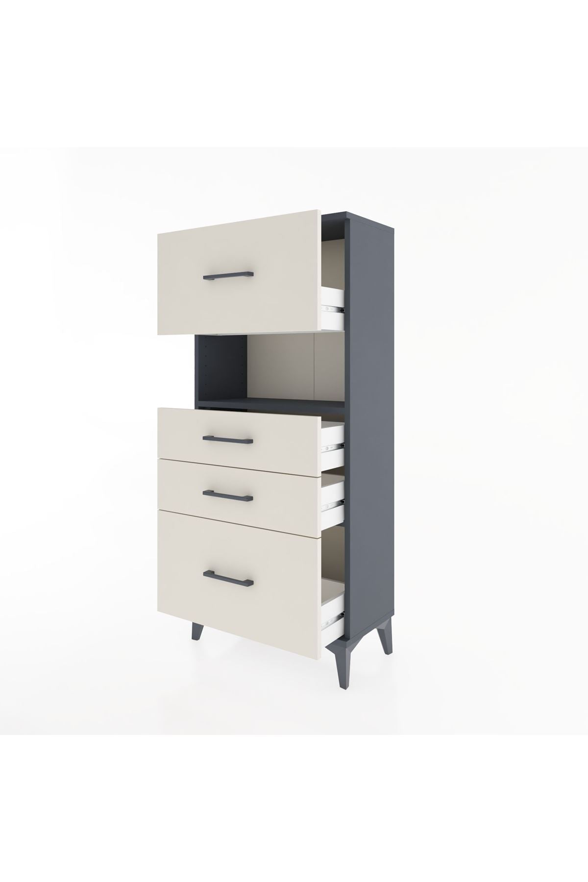 Hyperion Dolap Tek Raflı 4 Çekmeceli 60x44x134 - S50M037V4B