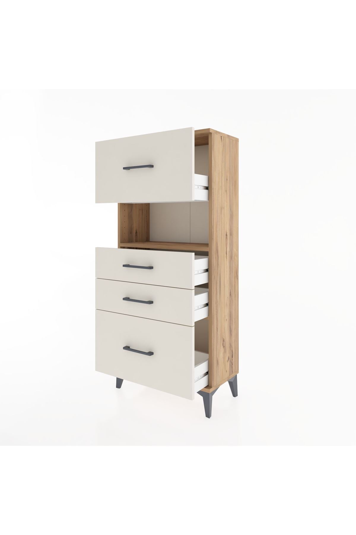 Hyperion Dolap Tek Raflı 4 Çekmeceli 60x44x134 - S50M037V7B