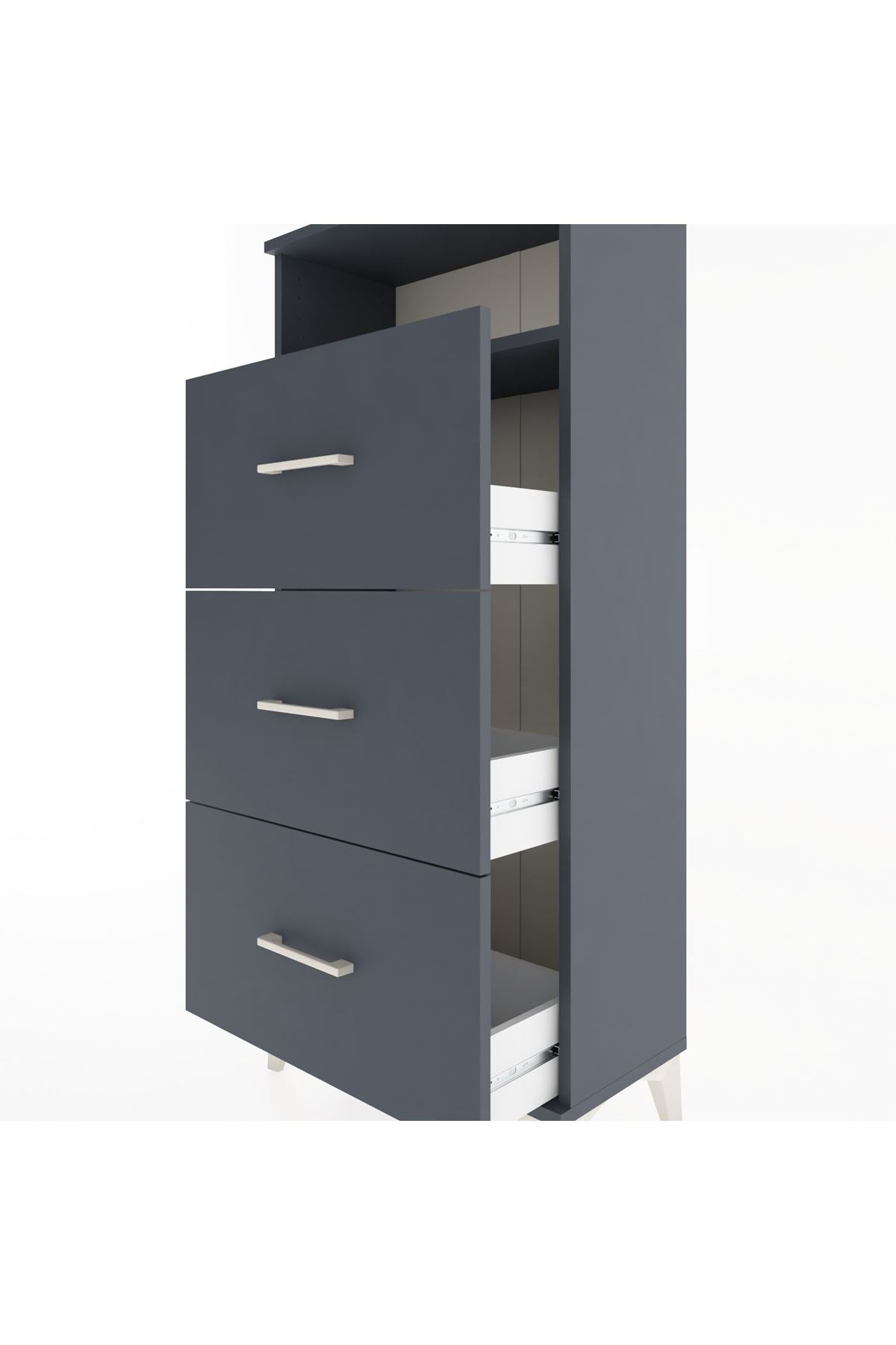 Hyperion Dolap Tek Raflı 3 Çekmeceli 60x44x134 - S50M038V5B