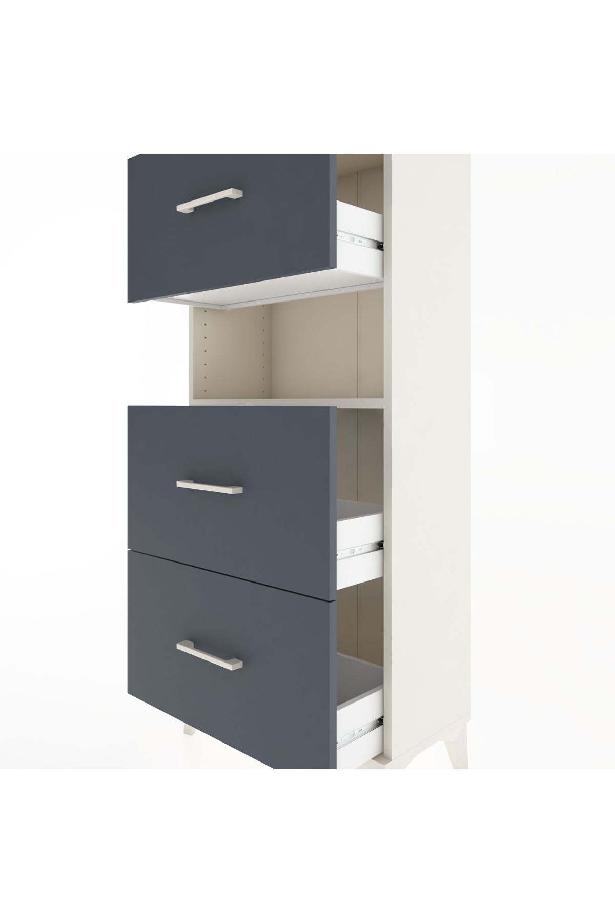 Hyperion Dolap Tek Raflı 3 Çekmeceli 60x44x134 - S50M039V2B