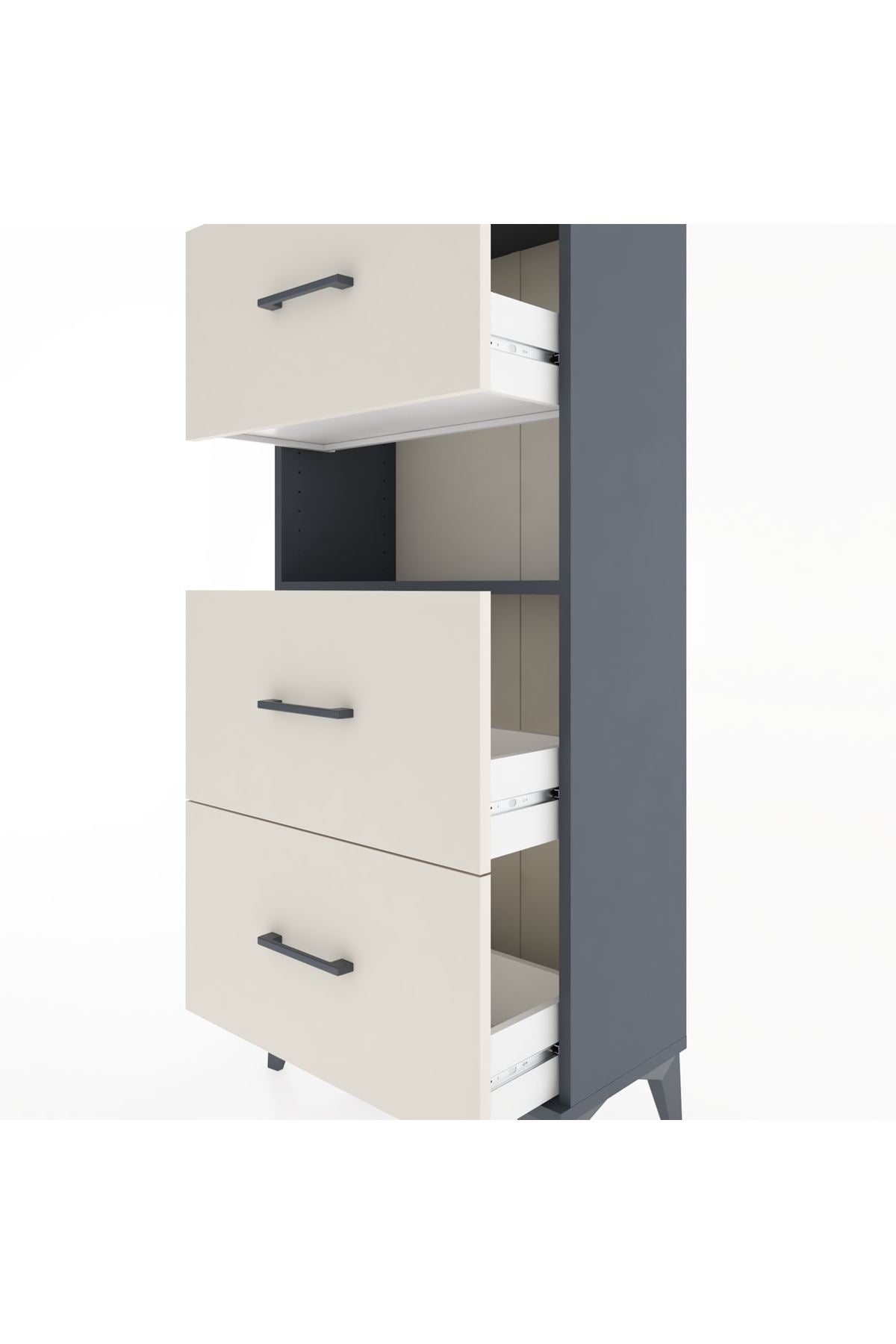 Hyperion Dolap Tek Raflı 3 Çekmeceli 60x44x134 - S50M039V4B