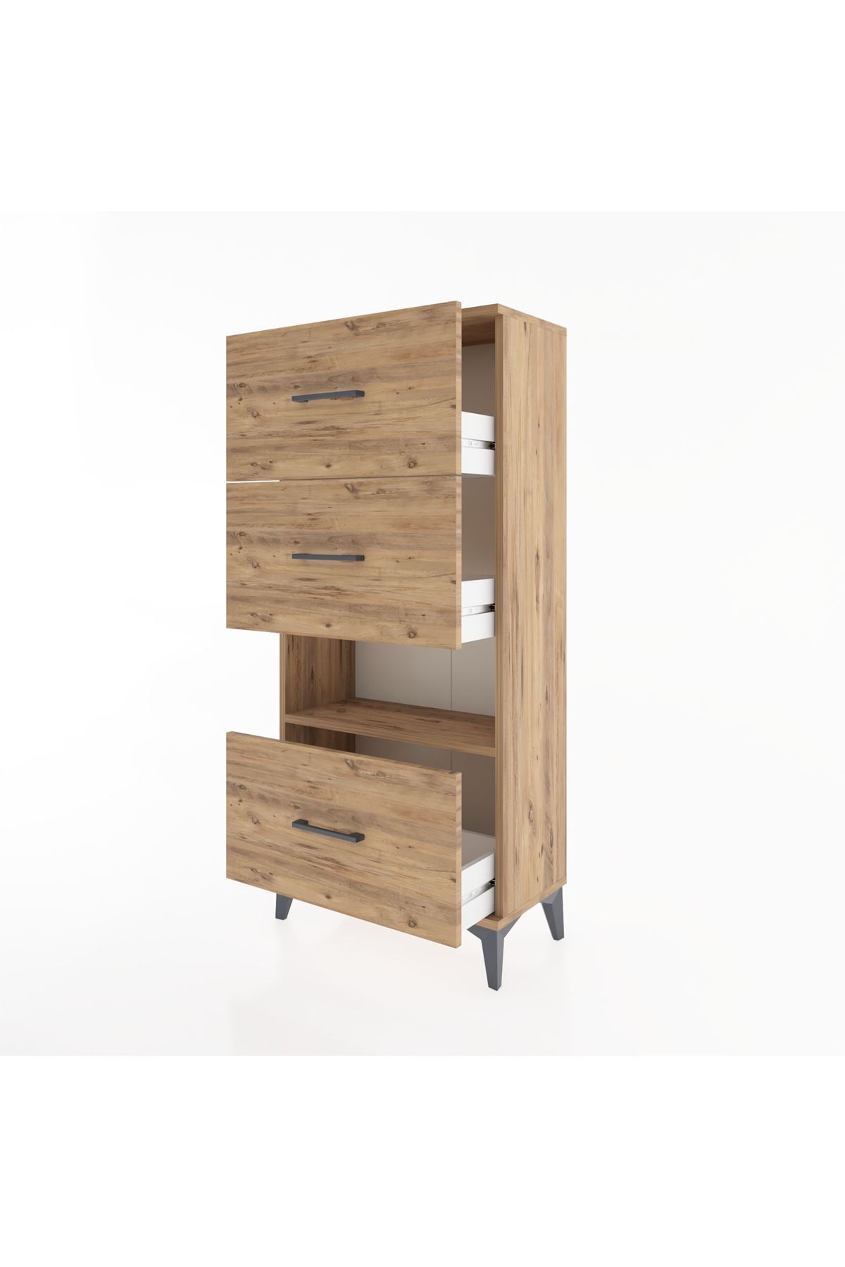 Hyperion Dolap Tek Raflı 3 Çekmeceli 60x44x134 - S50M040V9B
