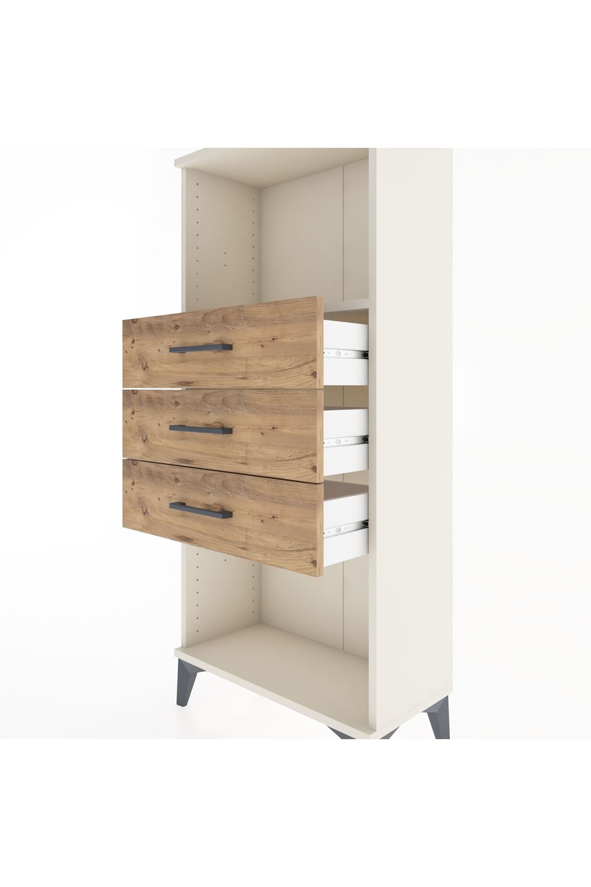 Hyperion Dolap Tek Raflı 3 Çekmeceli 60x44x134 - S50M051V3B