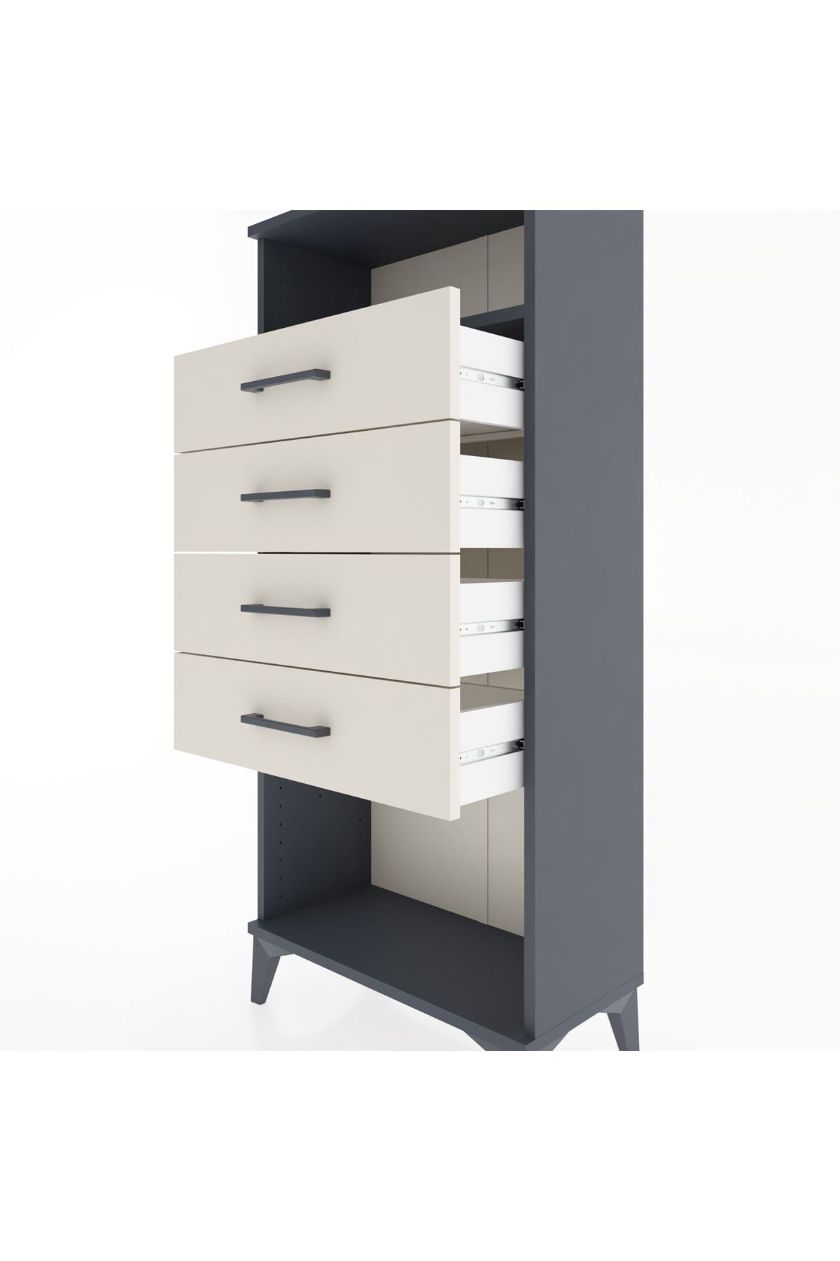 Hyperion Dolap Tek Raflı 4 Çekmeceli 60x44x134 - S50M056V4B