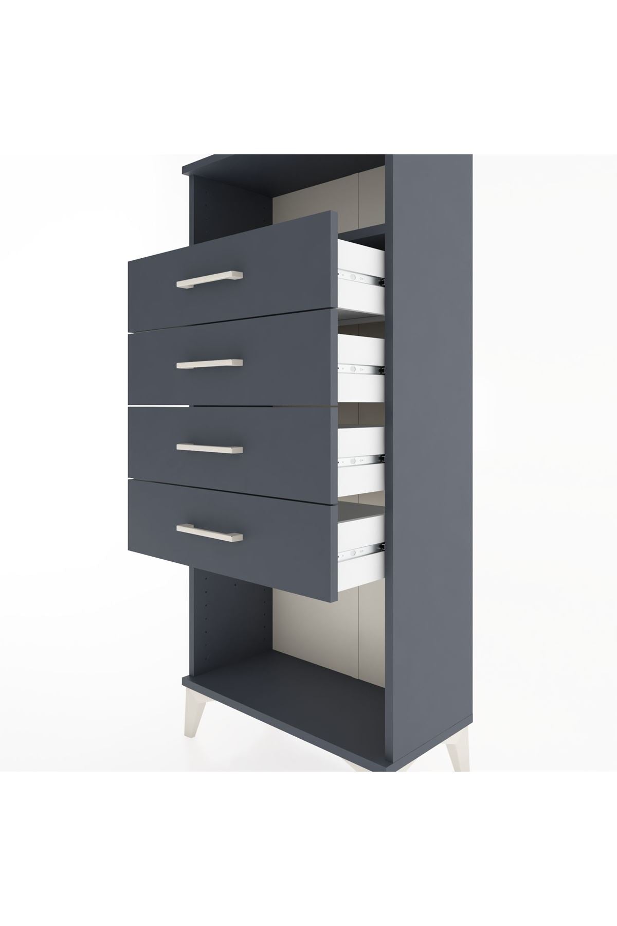Hyperion Dolap Tek Raflı 4 Çekmeceli 60x44x134 - S50M056V5B