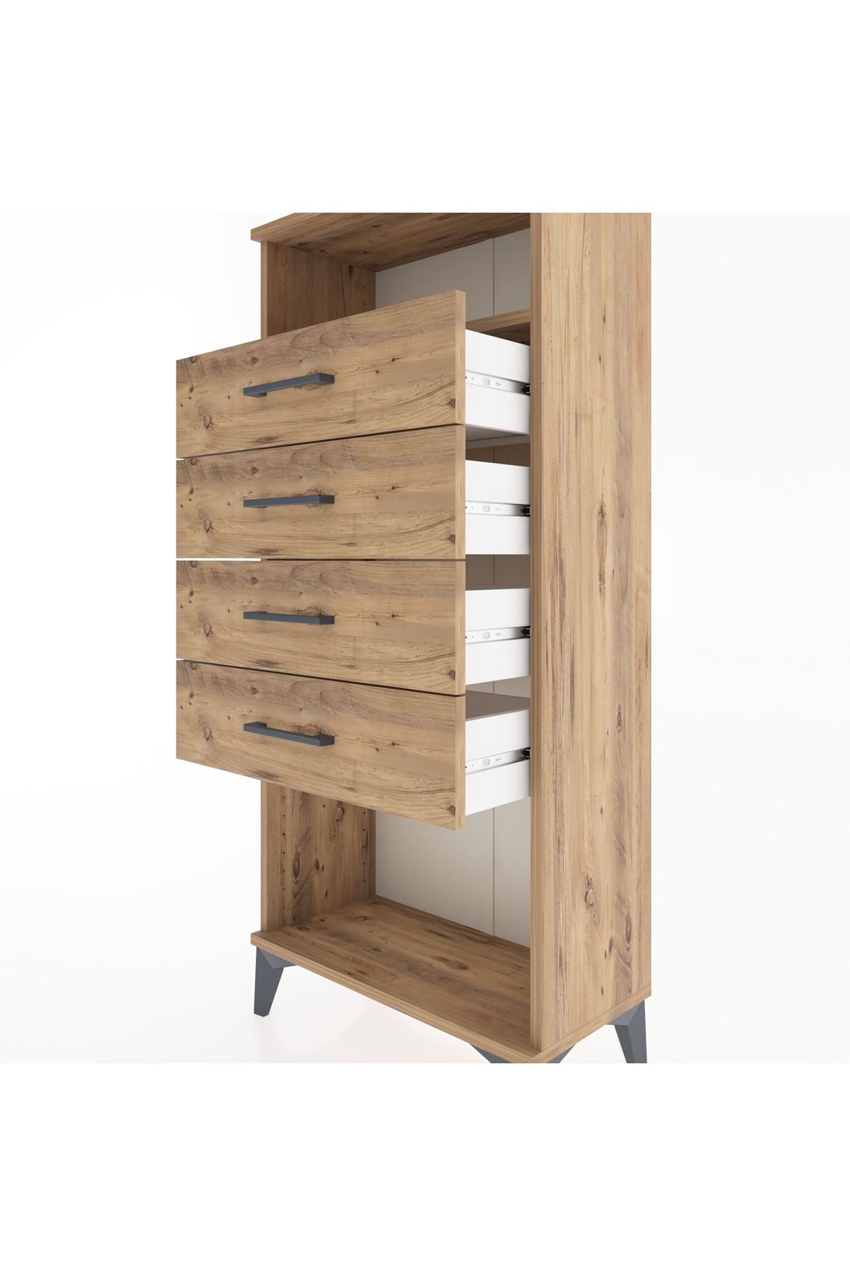 Hyperion Dolap Tek Raflı 4 Çekmeceli 60x44x134 - S50M056V9B