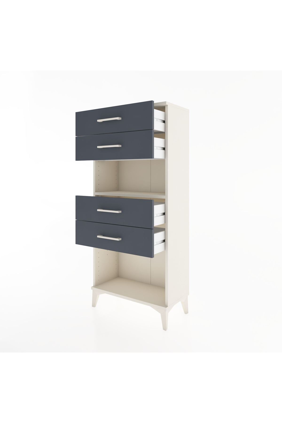 Hyperion Dolap Tek Raflı 4 Çekmeceli 60x44x134 - S50M057V2B