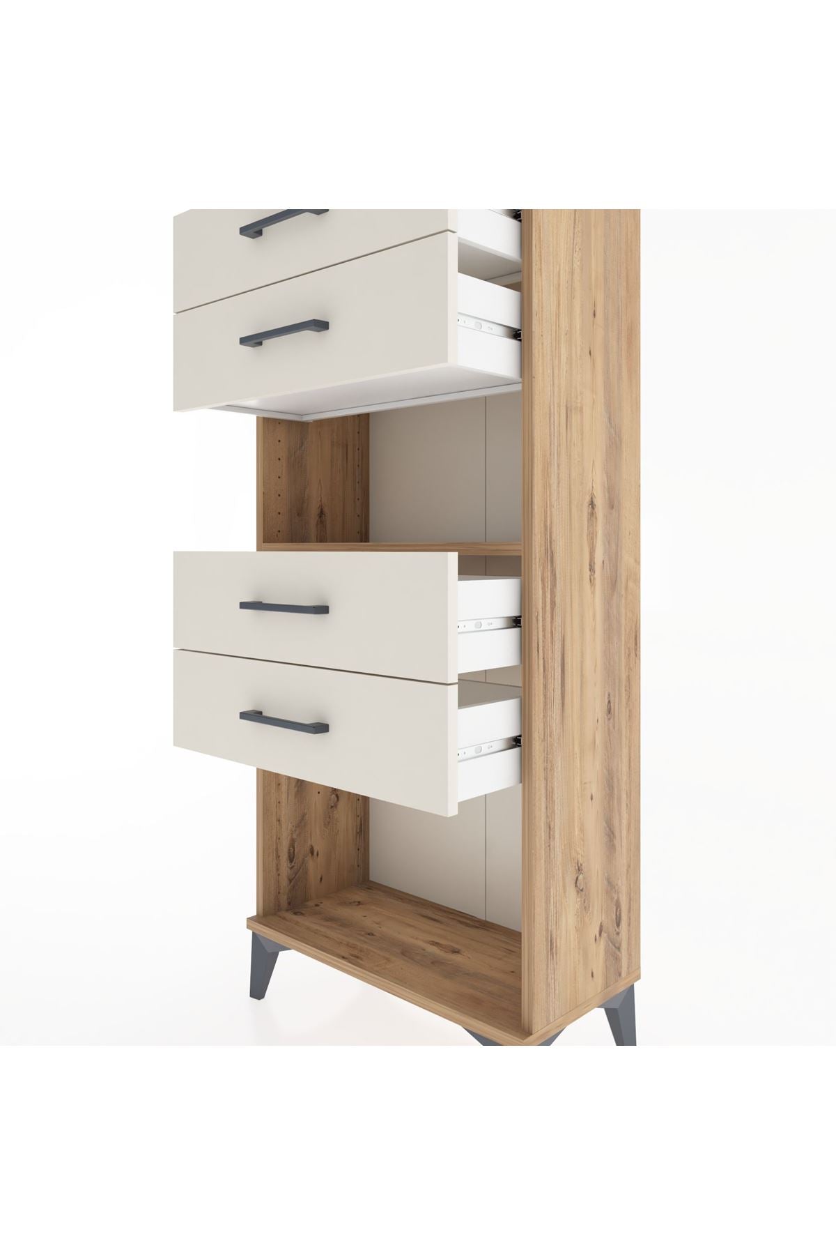 Hyperion Dolap Tek Raflı 4 Çekmeceli 60x44x134 - S50M057V7B