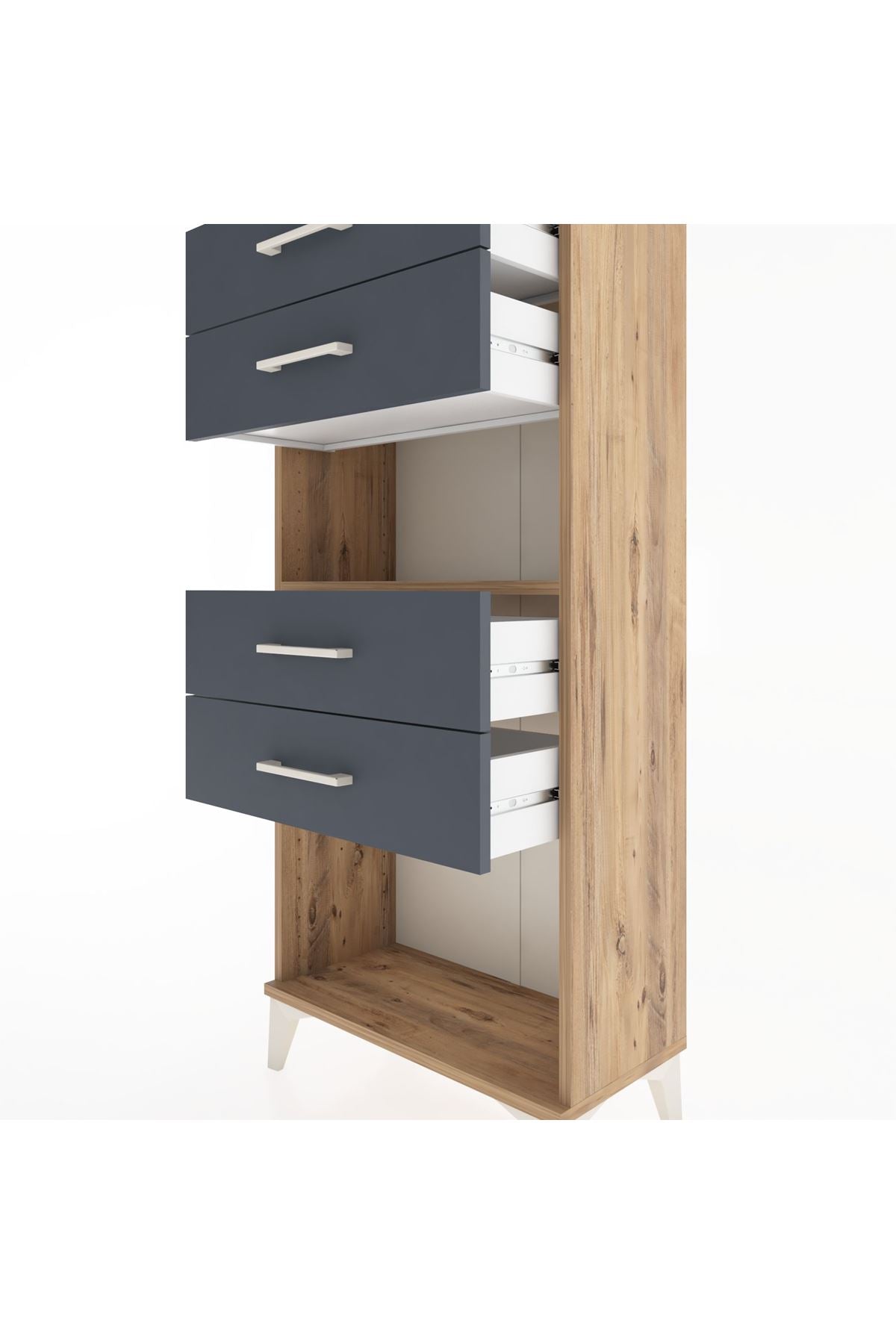 Hyperion Dolap Tek Raflı 4 Çekmeceli 60x44x134 - S50M057V8B