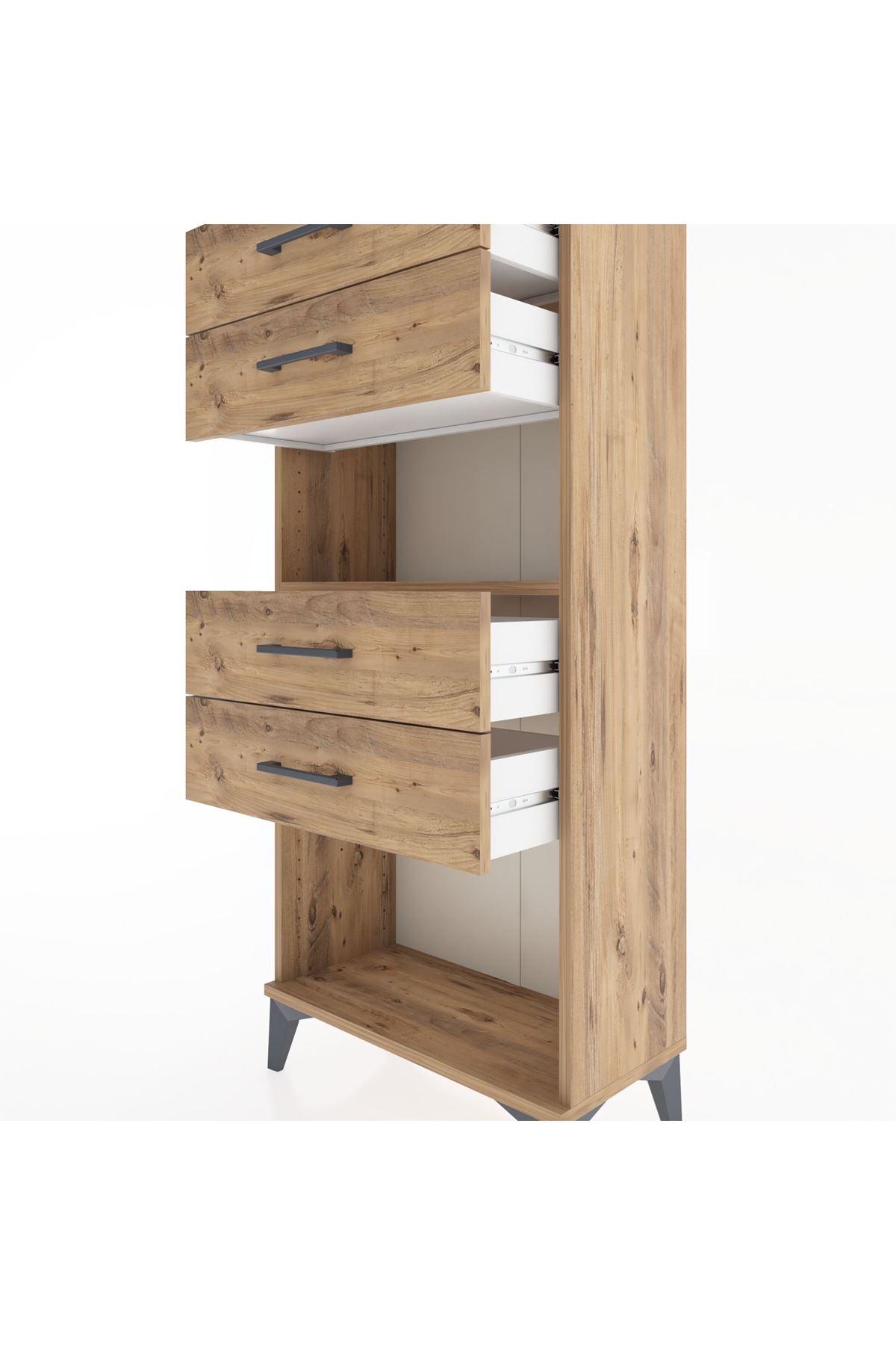 Hyperion Dolap Tek Raflı 4 Çekmeceli 60x44x134 - S50M057V9B