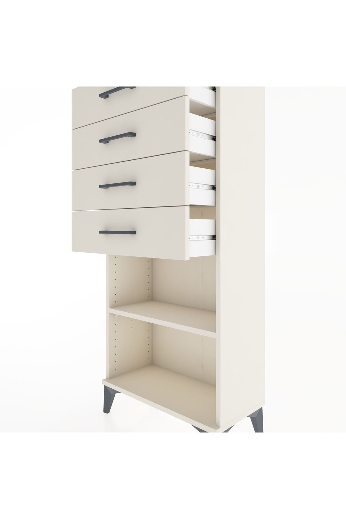 Hyperion Dolap Tek Raflı 4 Çekmeceli 60x44x134 - S50M058V1B