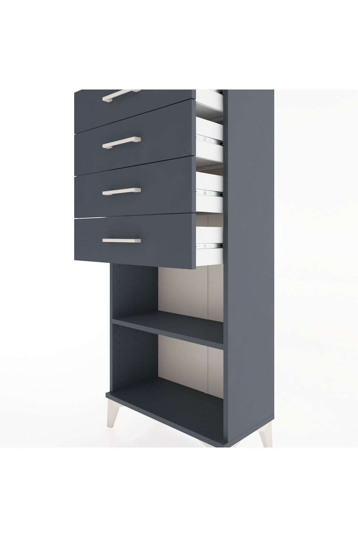Hyperion Dolap Tek Raflı 4 Çekmeceli 60x44x134 - S50M058V5B