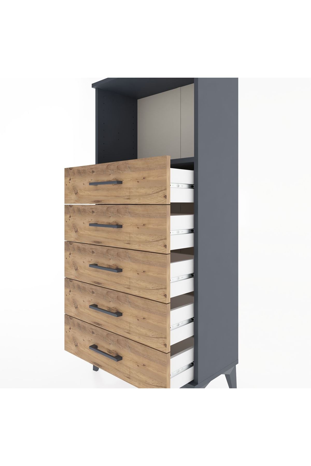 Hyperion Dolap Tek Raflı 5 Çekmeceli 60x44x134 - S50M059V6B