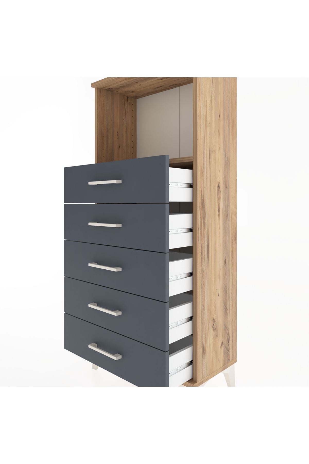 Hyperion Dolap Tek Raflı 5 Çekmeceli 60x44x134 - S50M059V8B