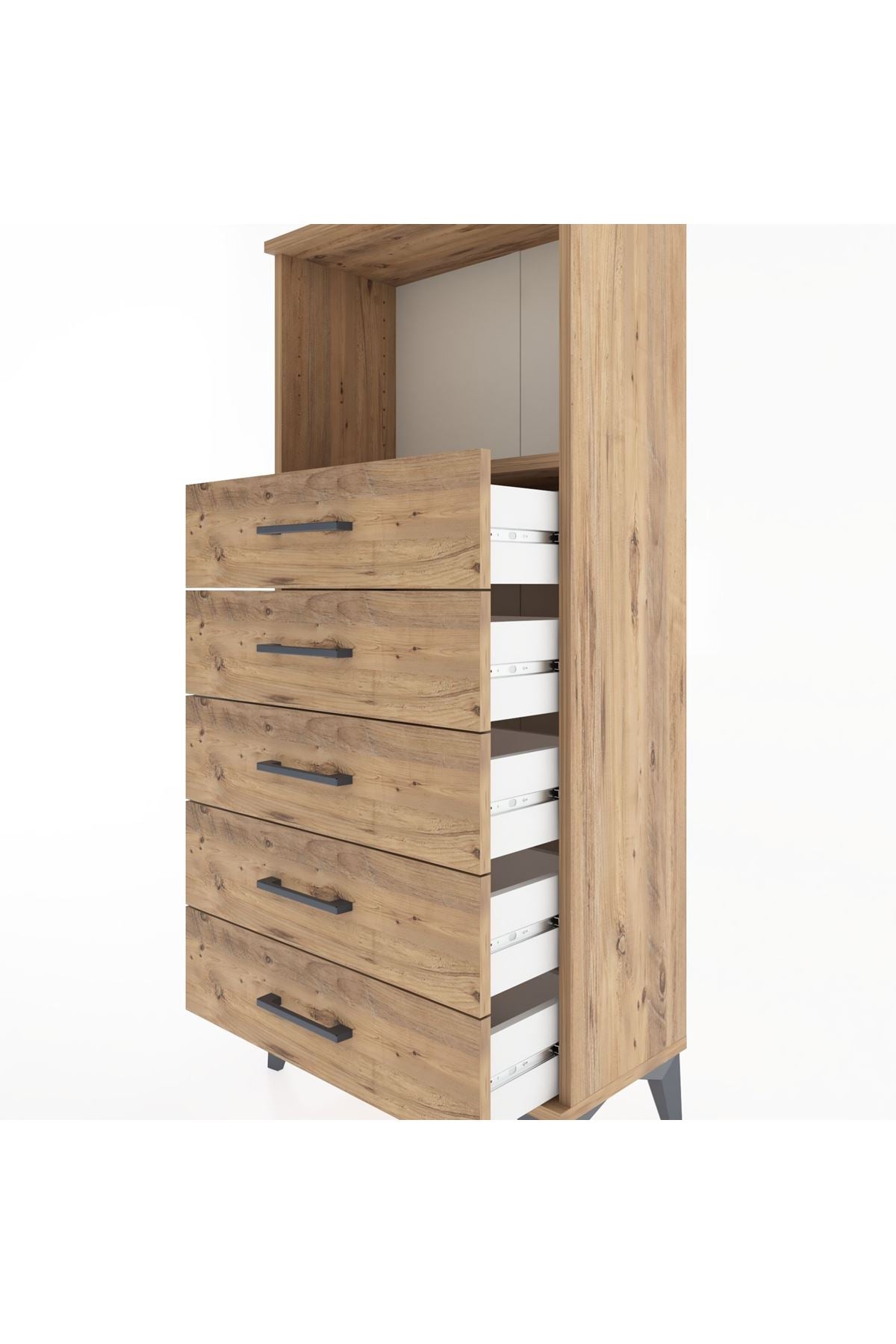 Hyperion Dolap Tek Raflı 5 Çekmeceli 60x44x134 - S50M059V9B