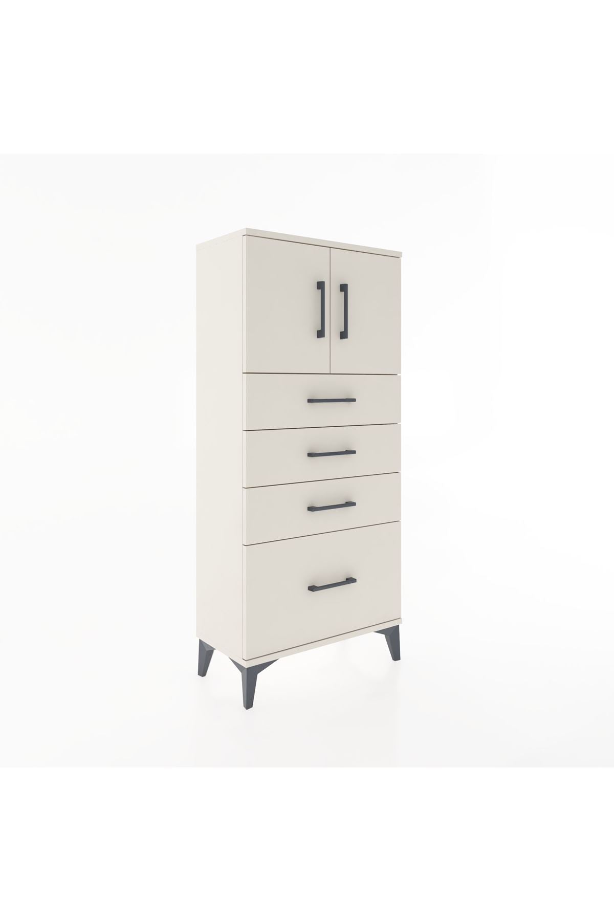Hyperion Dolap Tek Raflı 4 Çekmeceli 2 Kapaklı 60x44x134 - S50M067V1B