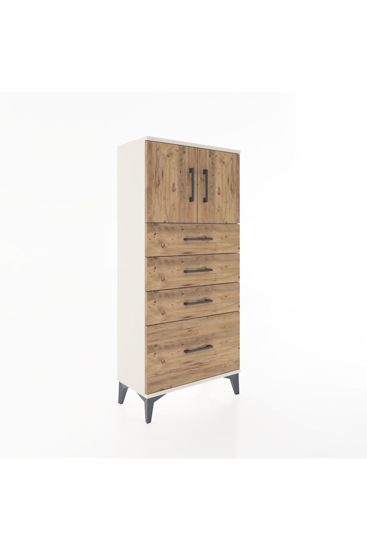 Hyperion Dolap Tek Raflı 4 Çekmeceli 2 Kapaklı 60x44x134 - S50M067V3B
