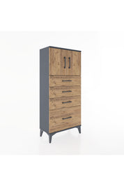 Hyperion Dolap Tek Raflı 4 Çekmeceli 2 Kapaklı 60x44x134 - S50M067V6B