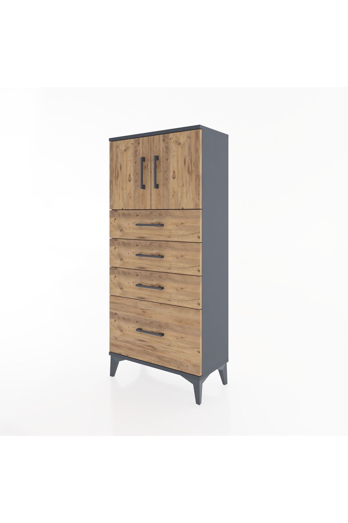 Hyperion Dolap Tek Raflı 4 Çekmeceli 2 Kapaklı 60x44x134 - S50M067V6B