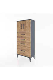 Hyperion Dolap Tek Raflı 4 Çekmeceli 2 Kapaklı 60x44x134 - S50M067V6B