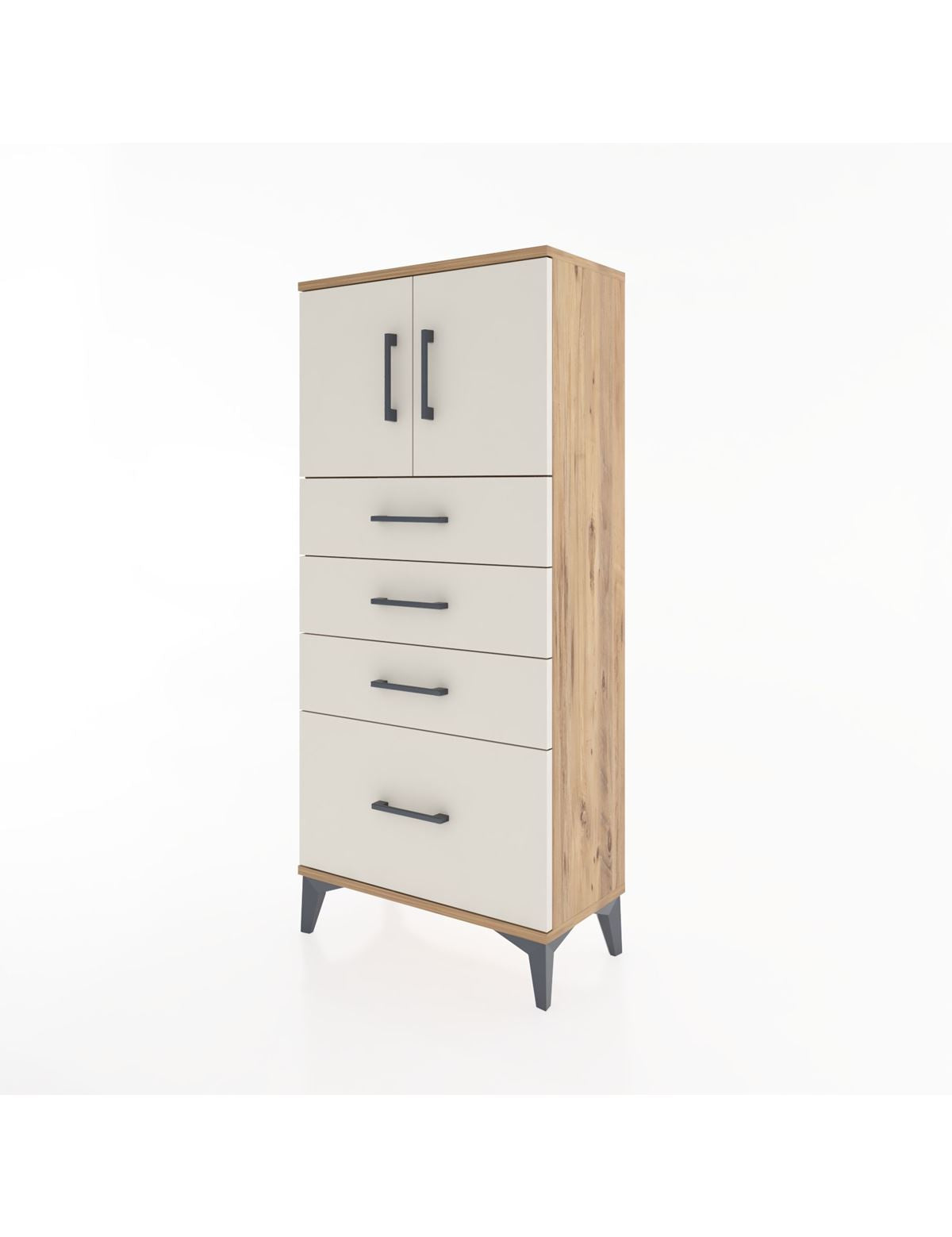 Hyperion Dolap Tek Raflı 4 Çekmeceli 2 Kapaklı 60x44x134 - S50M067V7B