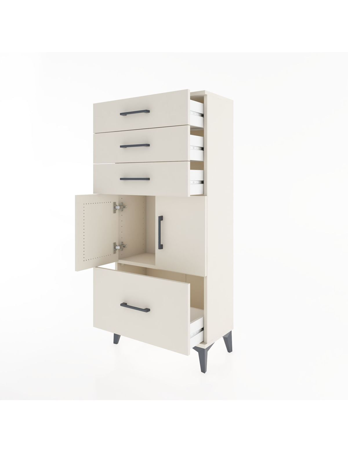 Hyperion Dolap Tek Raflı 4 Çekmeceli 2 Kapaklı 60x44x134 - S50M068V1B