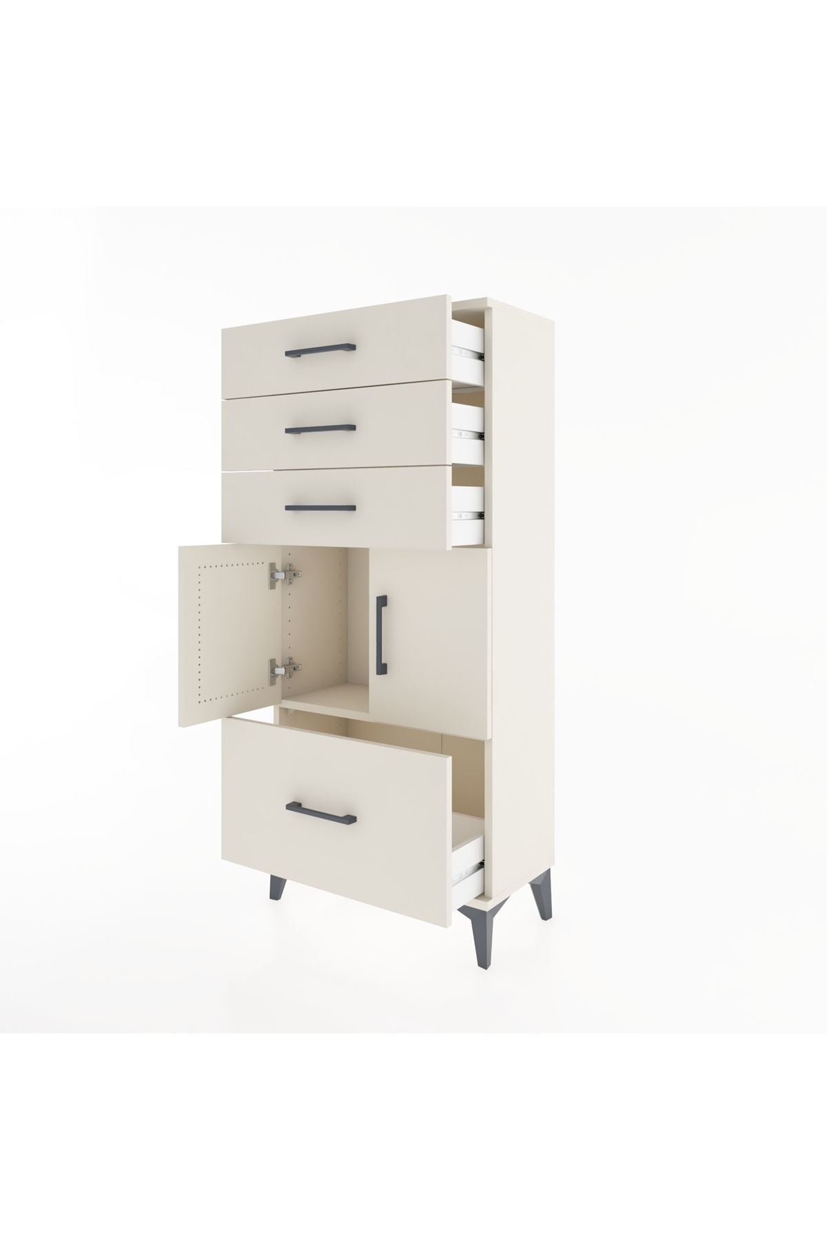 Hyperion Dolap Tek Raflı 4 Çekmeceli 2 Kapaklı 60x44x134 - S50M068V1B