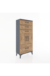 Hyperion Dolap Tek Raflı 4 Çekmeceli 2 Kapaklı 60x44x134 - S50M068V6B