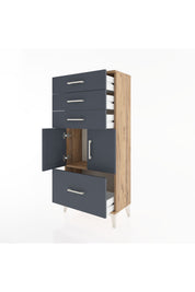 Hyperion Dolap Tek Raflı 4 Çekmeceli 2 Kapaklı 60x44x134 - S50M068V8B