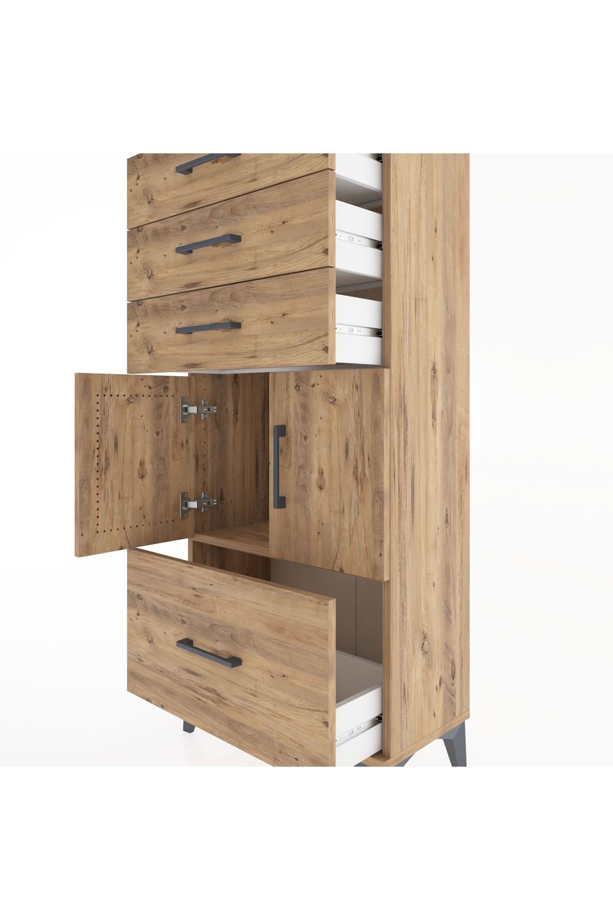 Hyperion Dolap Tek Raflı 4 Çekmeceli 2 Kapaklı 60x44x134 - S50M068V9B