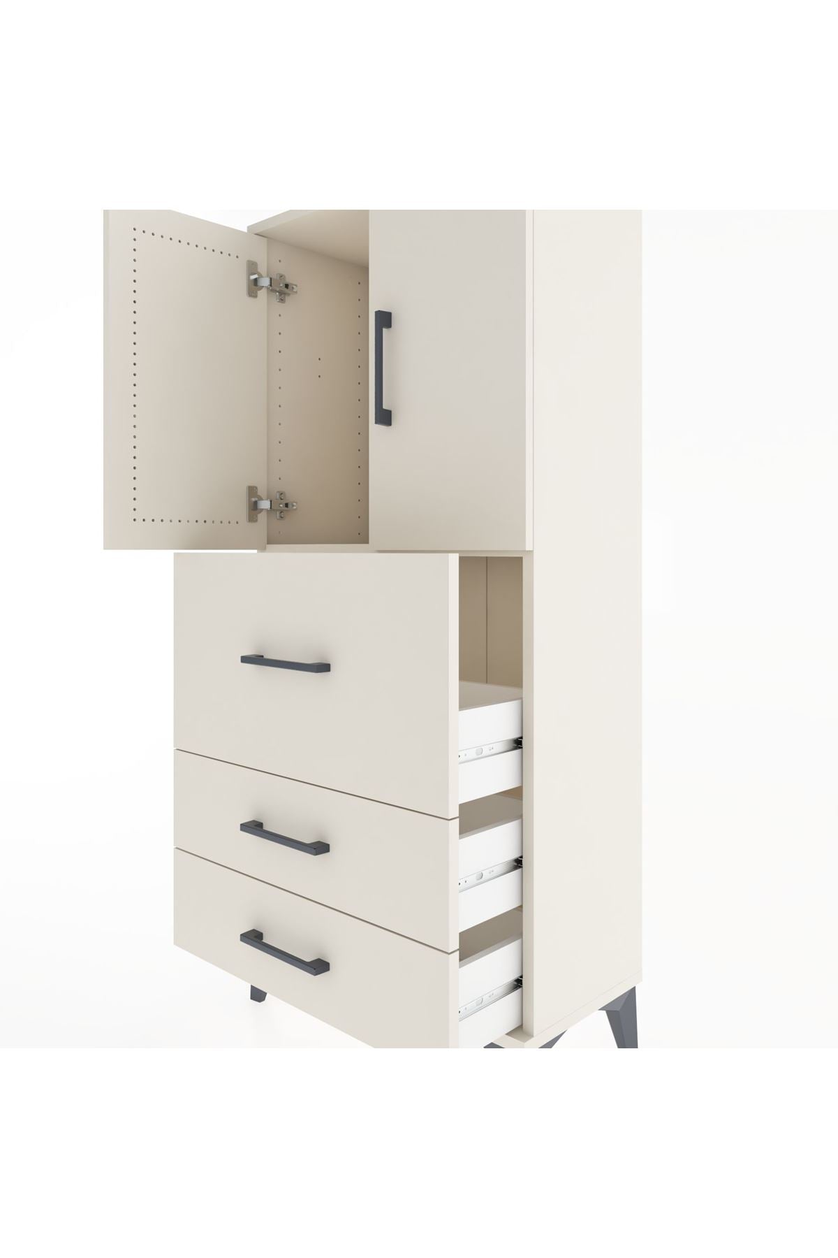 Hyperion Dolap Tek Raflı 3 Çekmeceli 2 Kapaklı 60x44x134 - S50M070V1B