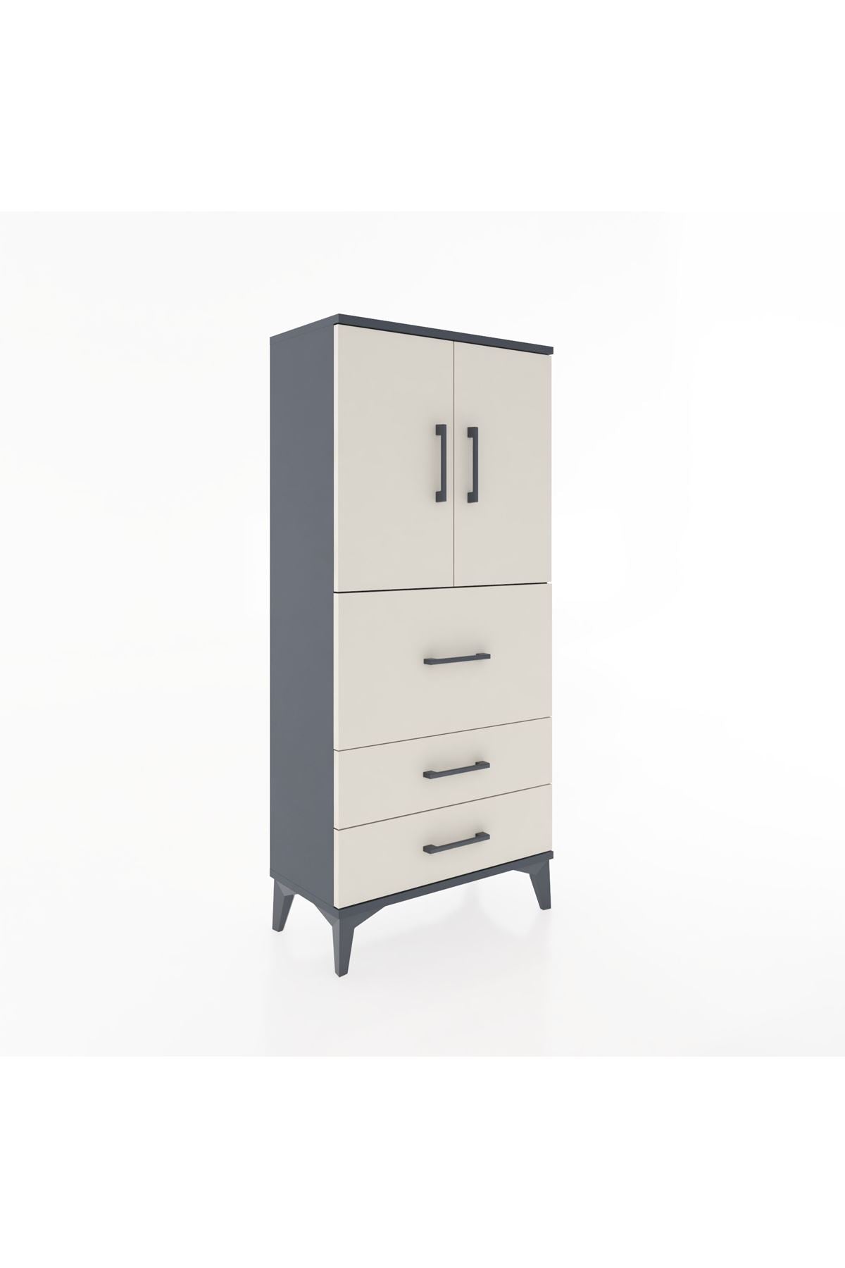 Hyperion Dolap Tek Raflı 3 Çekmeceli 2 Kapaklı 60x44x134 - S50M070V4B