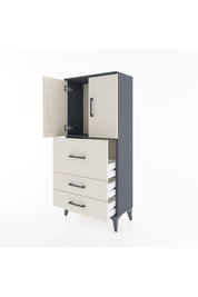 Hyperion Dolap Tek Raflı 3 Çekmeceli 2 Kapaklı 60x44x134 - S50M070V4B