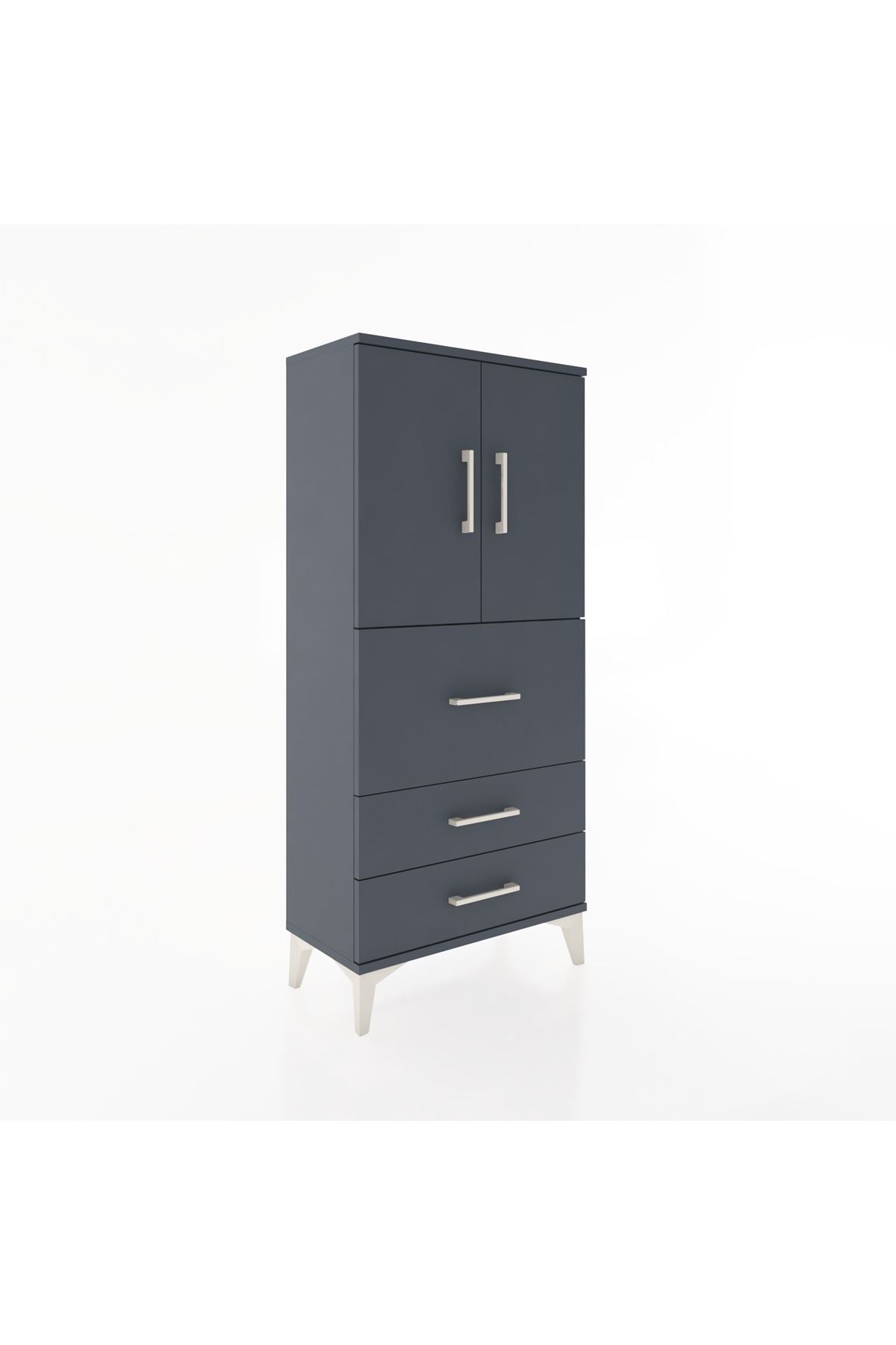 Hyperion Dolap Tek Raflı 3 Çekmeceli 2 Kapaklı 60x44x134 - S50M070V5B