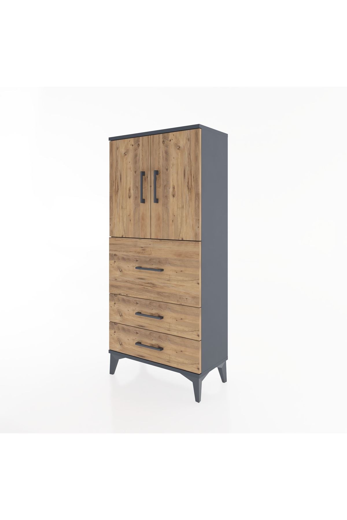 Hyperion Dolap Tek Raflı 3 Çekmeceli 2 Kapaklı 60x44x134 - S50M070V6B