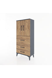 Hyperion Dolap Tek Raflı 3 Çekmeceli 2 Kapaklı 60x44x134 - S50M070V6B