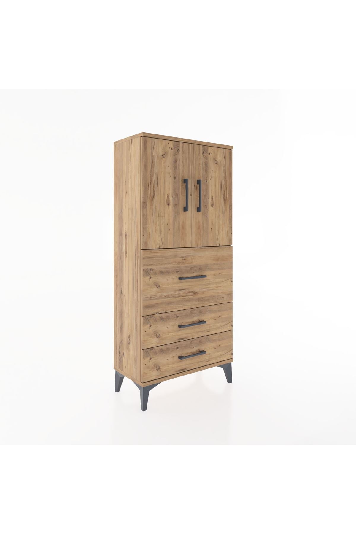 Hyperion Dolap Tek Raflı 3 Çekmeceli 2 Kapaklı 60x44x134 - S50M070V9B