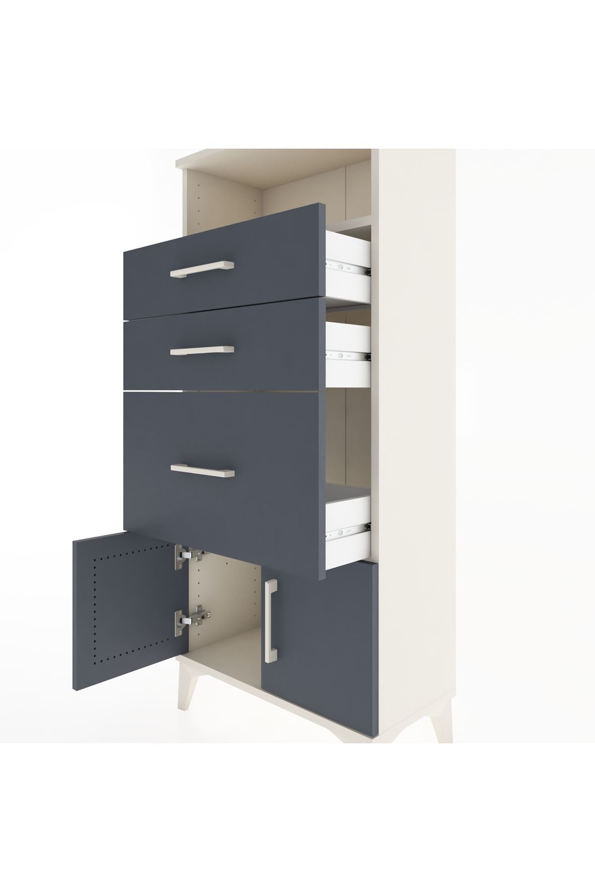Hyperion Dolap Tek Raflı 3 Çekmeceli 2 Kapaklı 60x44x134 - S50M071V2B