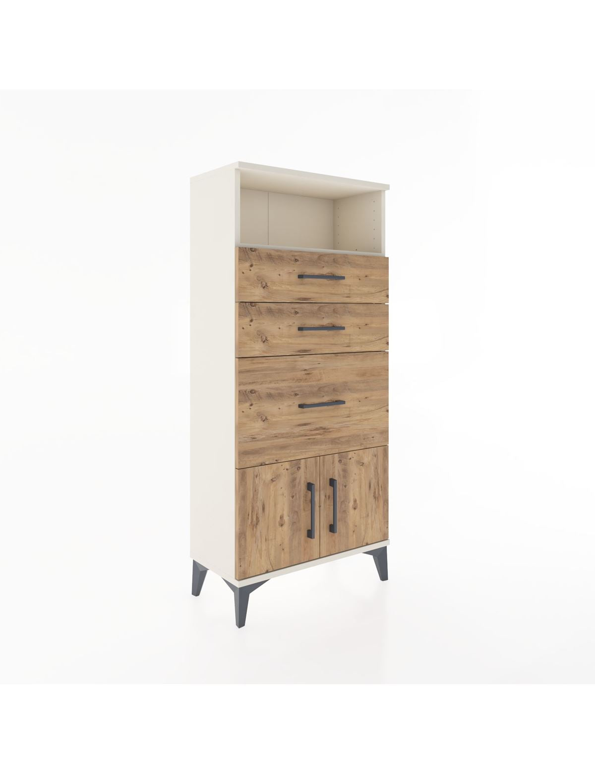 Hyperion Dolap Tek Raflı 3 Çekmeceli 2 Kapaklı 60x44x134 - S50M071V3B