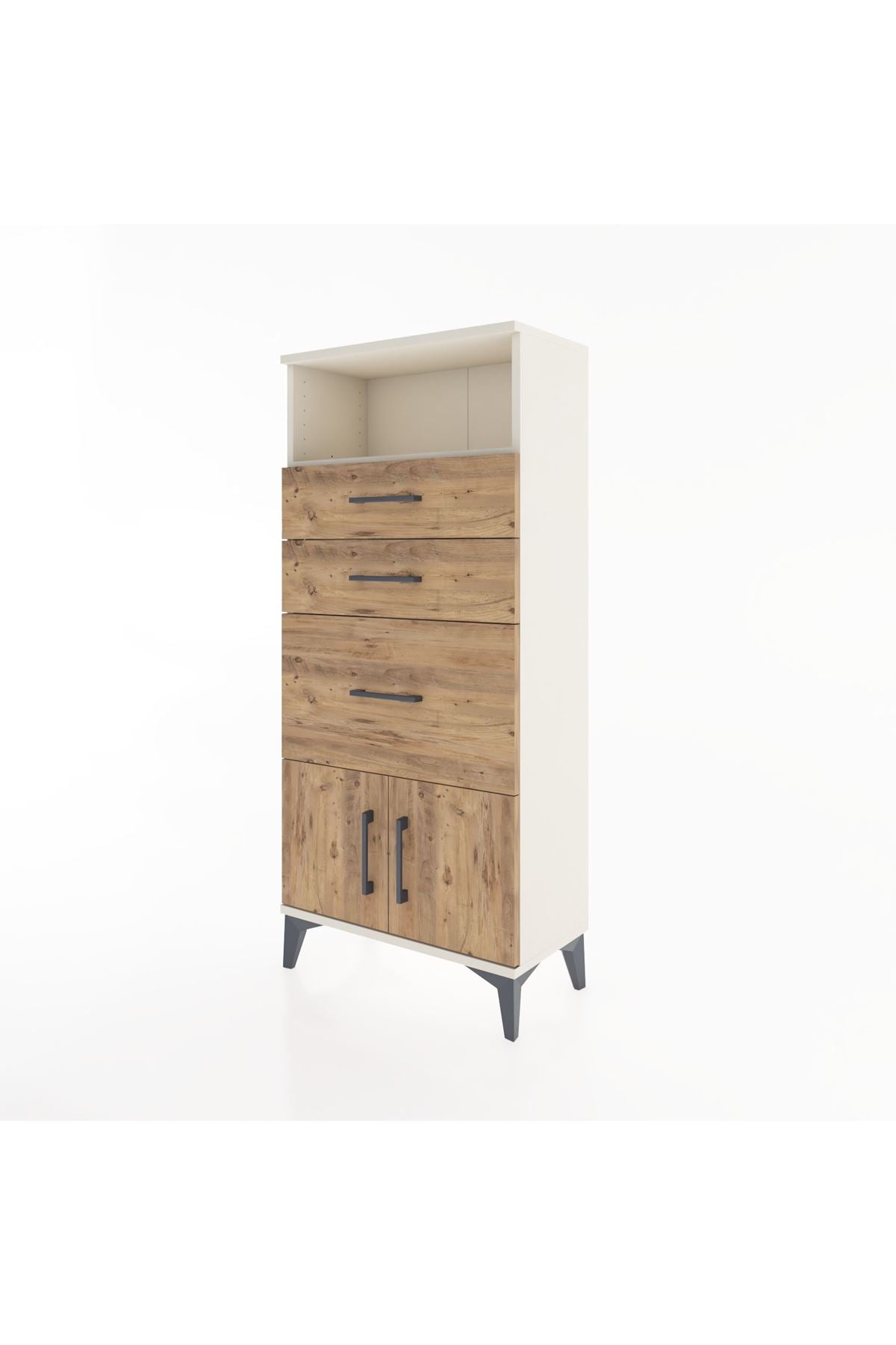 Hyperion Dolap Tek Raflı 3 Çekmeceli 2 Kapaklı 60x44x134 - S50M071V3B