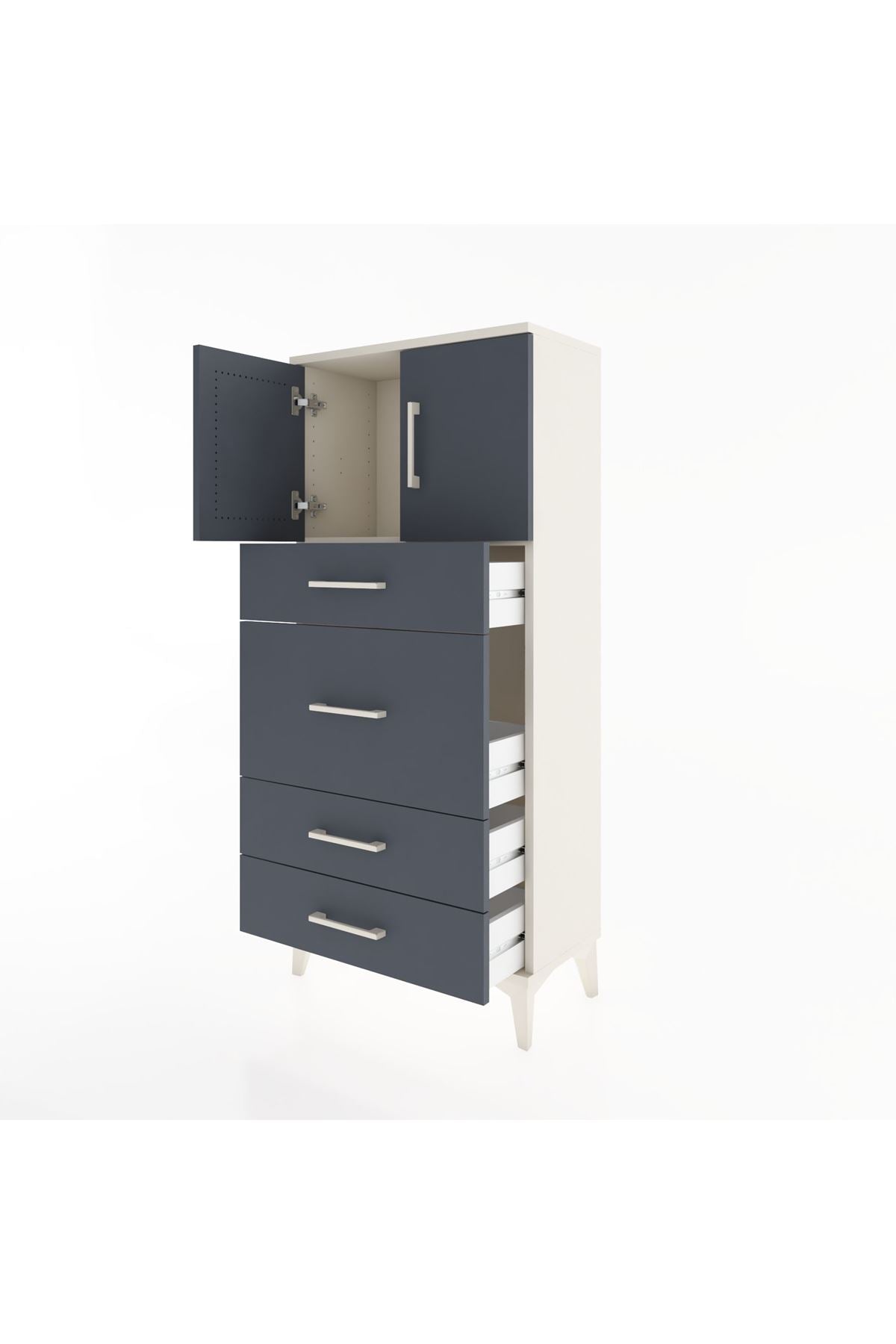 Hyperion Dolap Tek Raflı 4 Çekmeceli 2 Kapaklı 60x44x134 - S50M073V2B