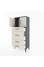 Hyperion Dolap Tek Raflı 4 Çekmeceli 2 Kapaklı 60x44x134 - S50M073V4B