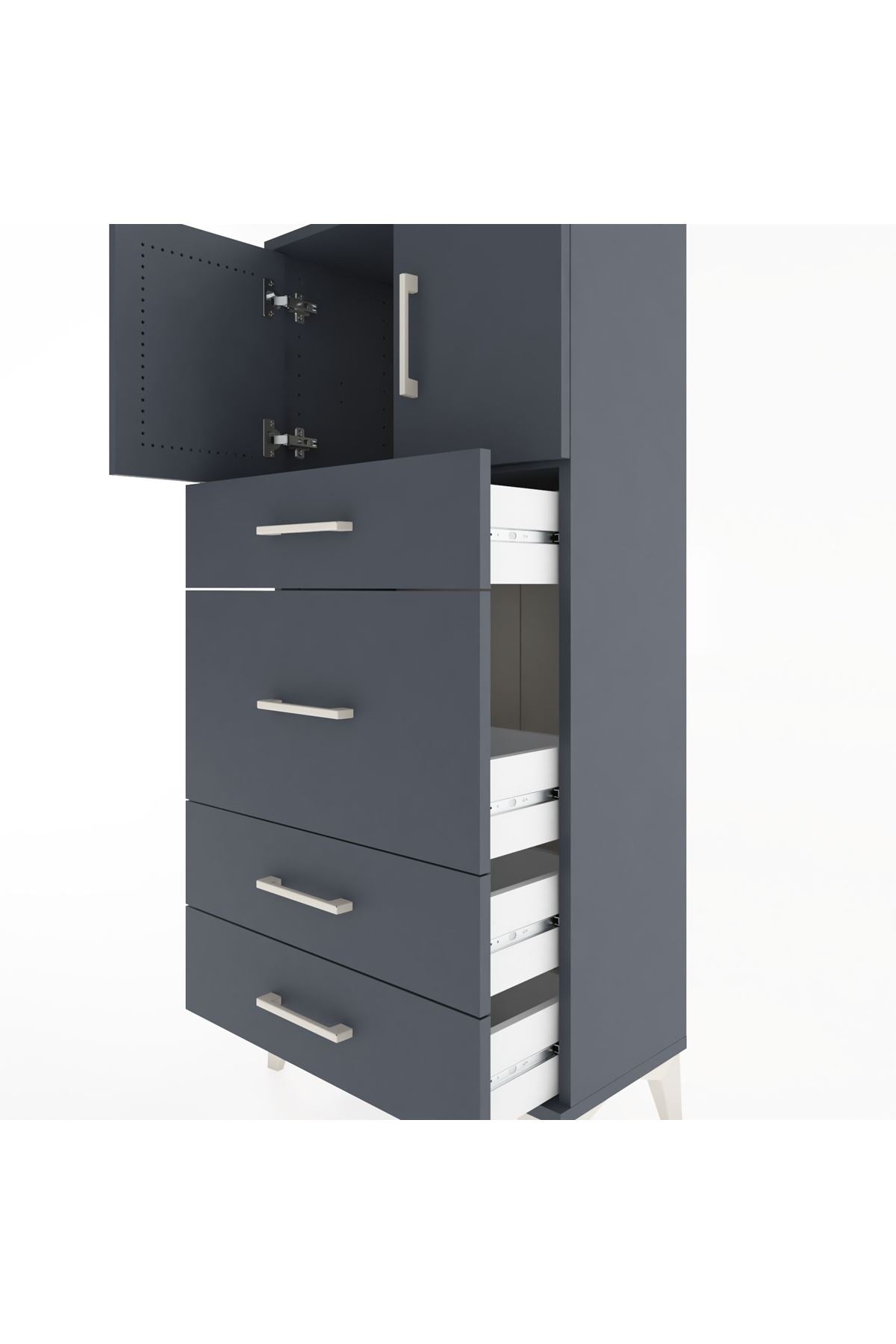 Hyperion Dolap Tek Raflı 4 Çekmeceli 2 Kapaklı 60x44x134 - S50M073V5B