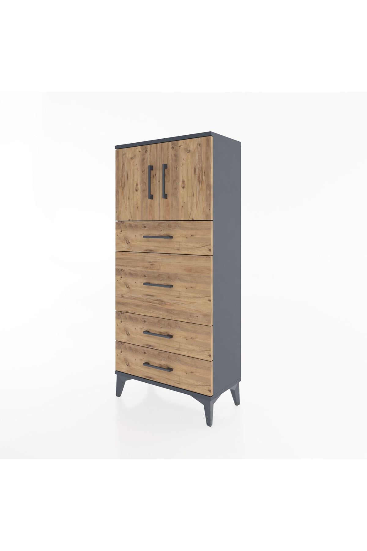 Hyperion Dolap Tek Raflı 4 Çekmeceli 2 Kapaklı 60x44x134 - S50M073V6B