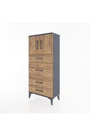 Hyperion Dolap Tek Raflı 4 Çekmeceli 2 Kapaklı 60x44x134 - S50M073V6B