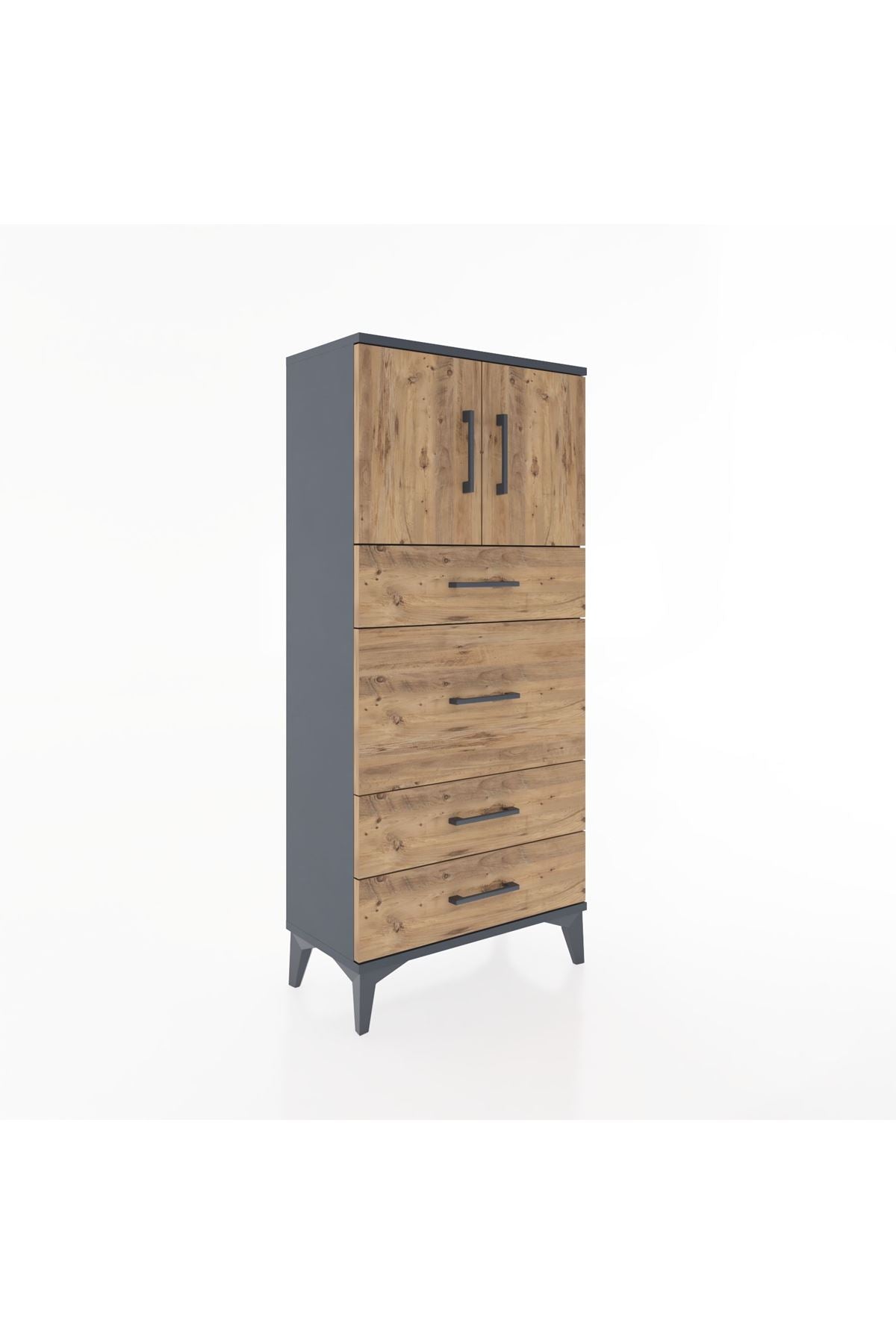 Hyperion Dolap Tek Raflı 4 Çekmeceli 2 Kapaklı 60x44x134 - S50M073V6B