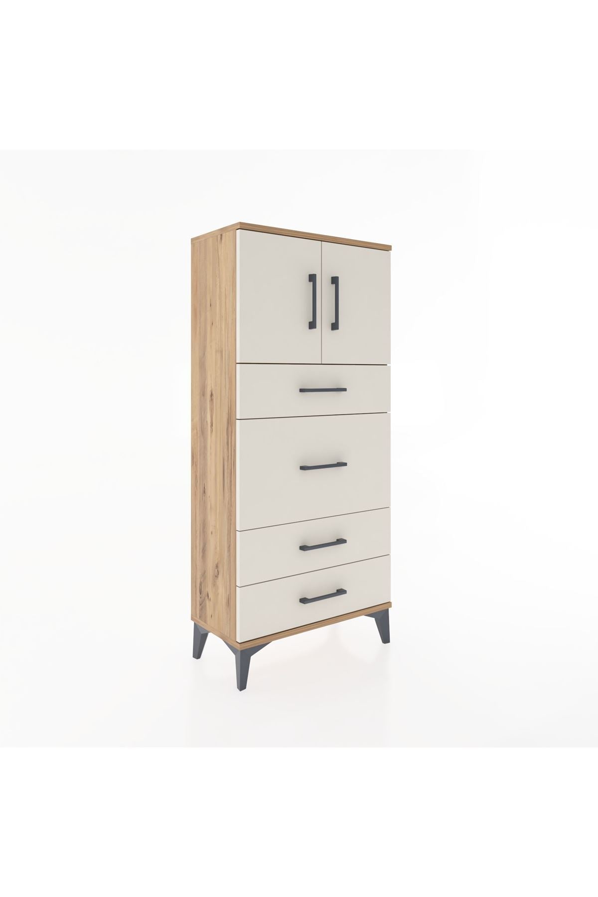 Hyperion Dolap Tek Raflı 4 Çekmeceli 2 Kapaklı 60x44x134 - S50M073V7B