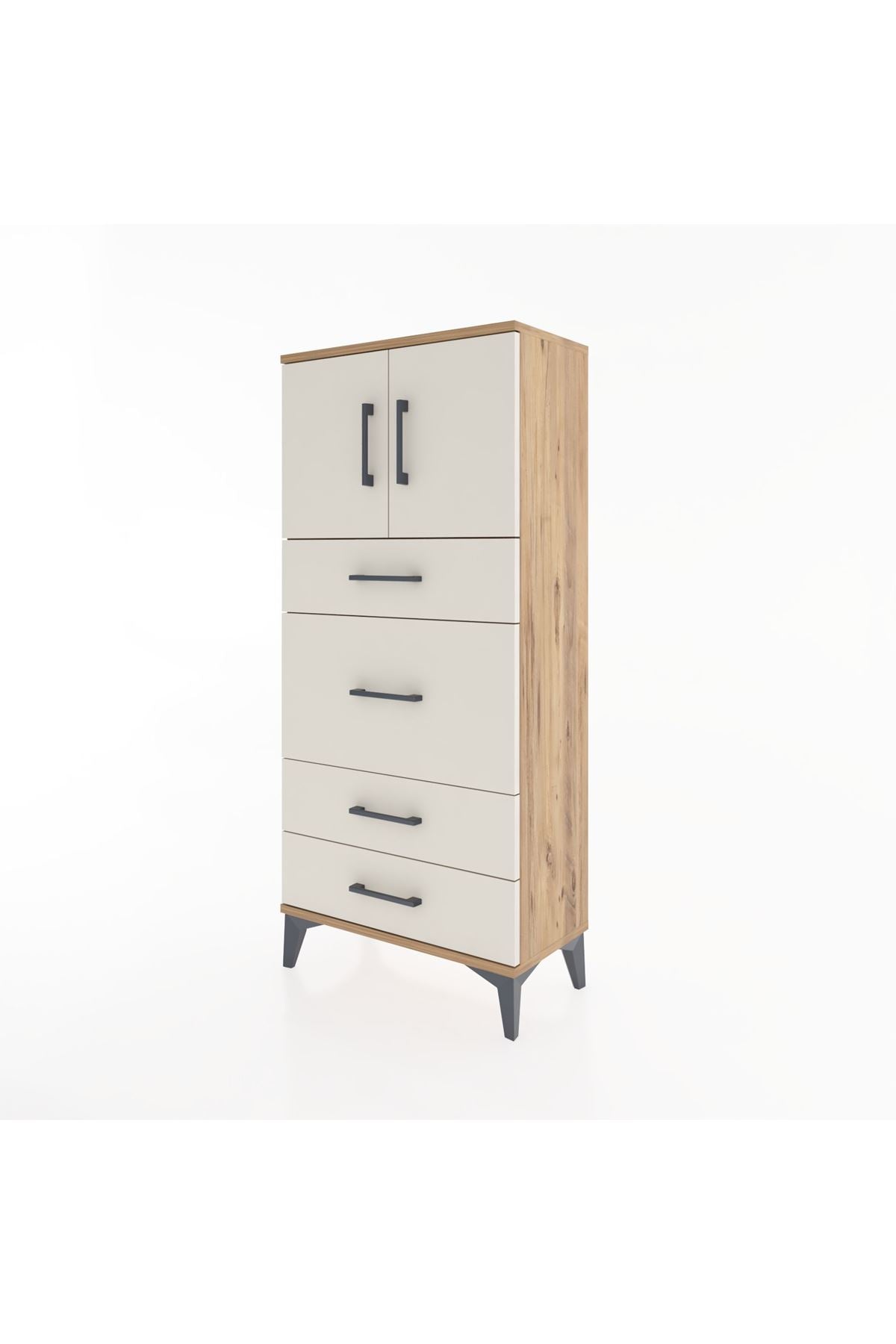 Hyperion Dolap Tek Raflı 4 Çekmeceli 2 Kapaklı 60x44x134 - S50M073V7B
