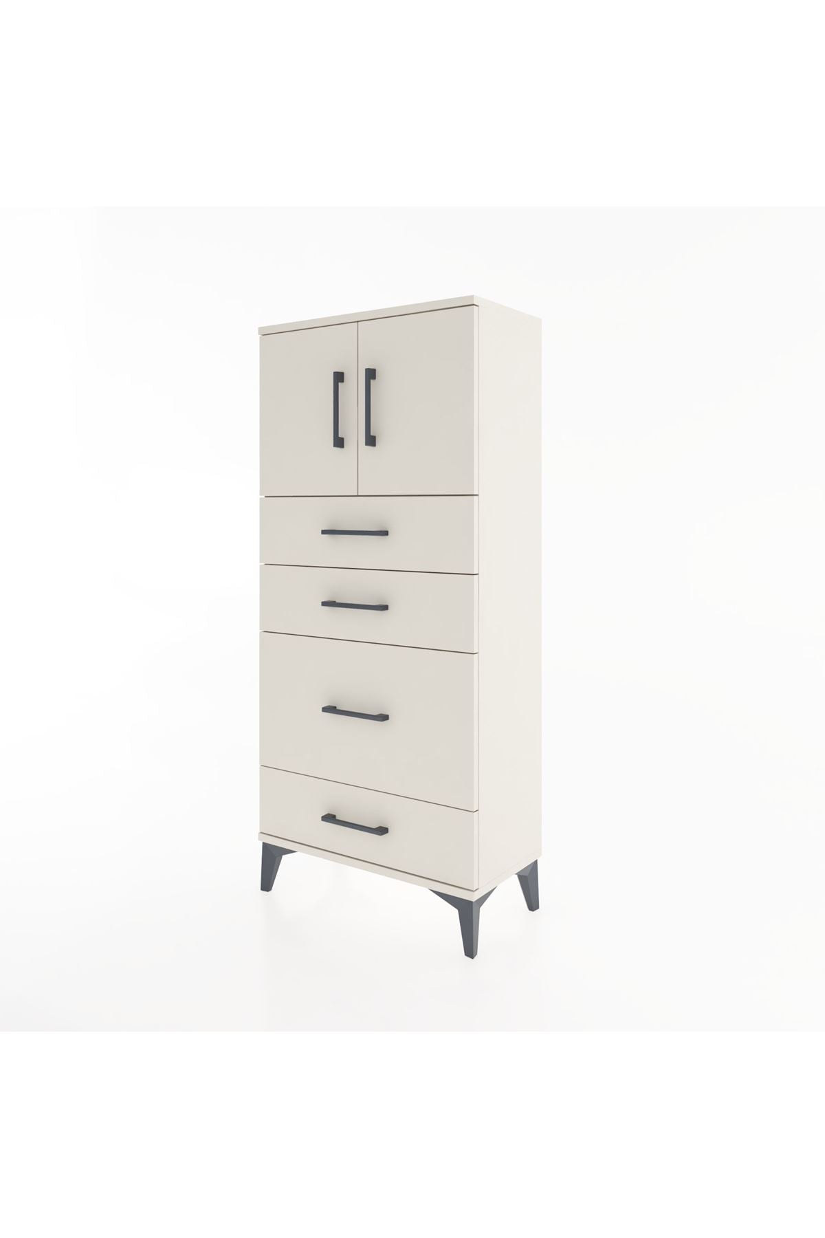 Hyperion Dolap Tek Raflı 4 Çekmeceli 2 Kapaklı 60x44x134 - S50M074V1B
